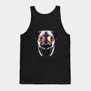 Cool Pug with Headphones Tank Top